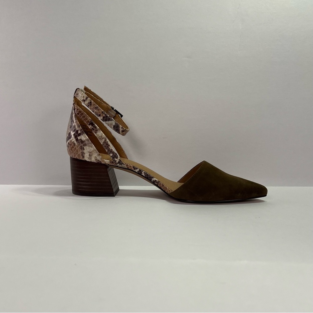 Crown Vintage Vavi Pump - green suede/brown snake skin faux leather, size 8 - Picture 8 of 11